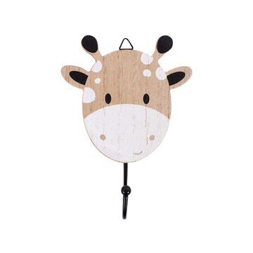 2Pcs Giraffe Design Decorative Wooden Wall Hooks