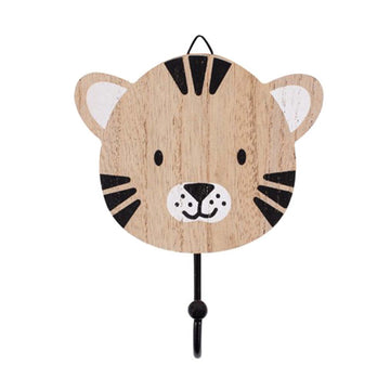 4Pcs Tiger Design Decorative Wooden Wall Hooks