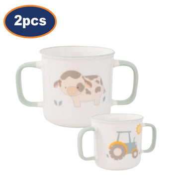 2Pcs 190ml Pig Design Green Double Handled Sippy Cup