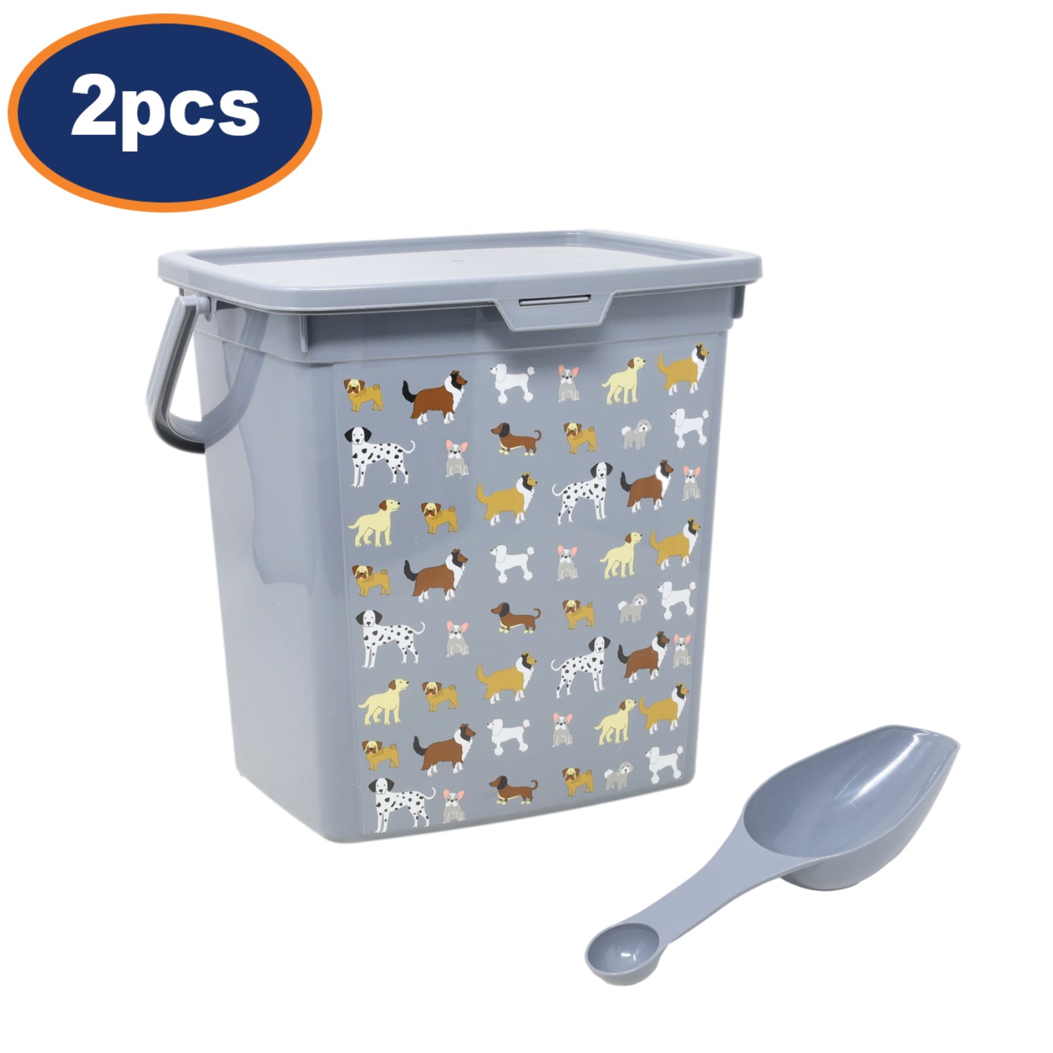 2pc Large Plastic 6L Pet Food Storage With Spoon