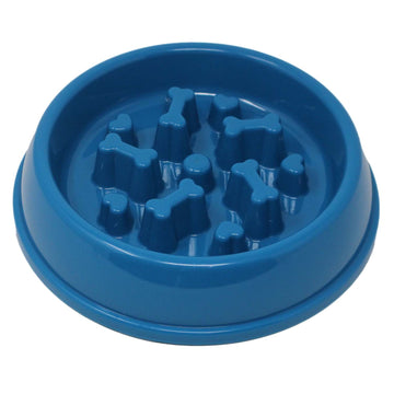 23cm Blue Slow Feeding Pet Bowl With Non Slip Base