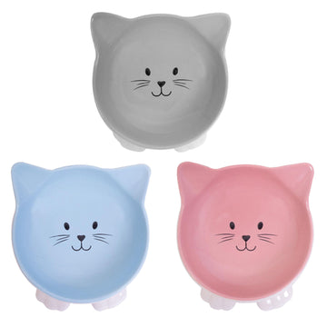 3Pcs Grey Blue & Pink Stoneware Pet Bowl