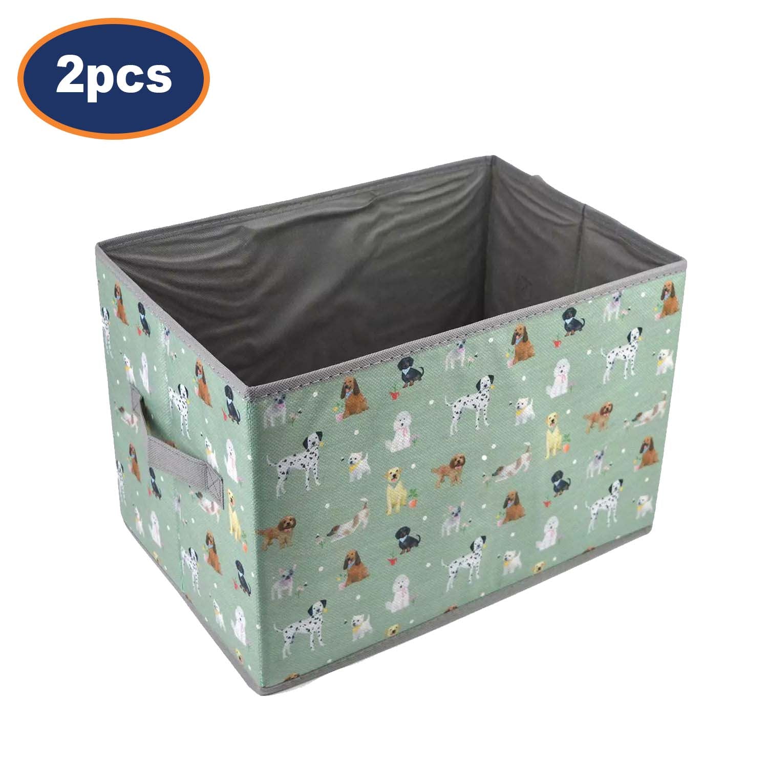 2Pcs Green Foldable Pet Toy Treat Storage Boxes With Handles