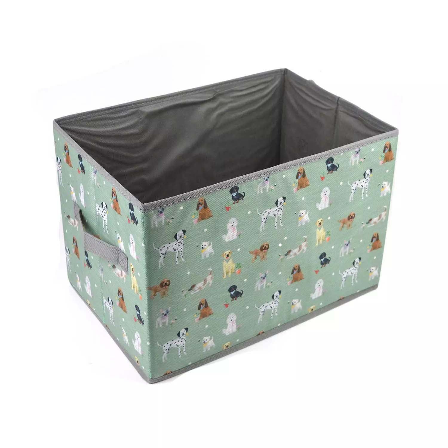 Green Foldable Pet Toy Treat Storage Box With Handle