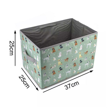 Green Foldable Pet Toy Treat Storage Box With Handle