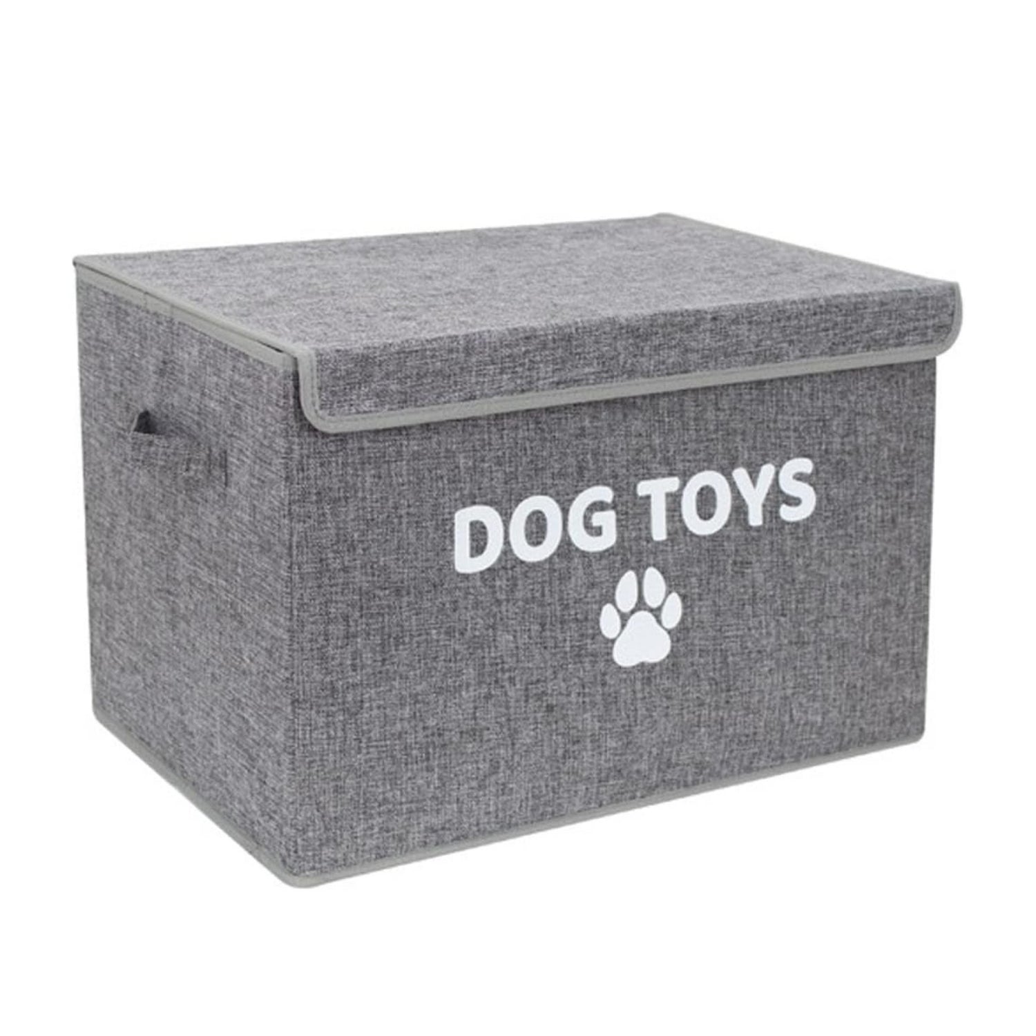 Dog Toy Box with Lid Grey