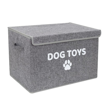 Dog Toy Box with Lid Grey