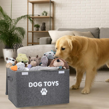 Dog Toy Box with Lid Grey