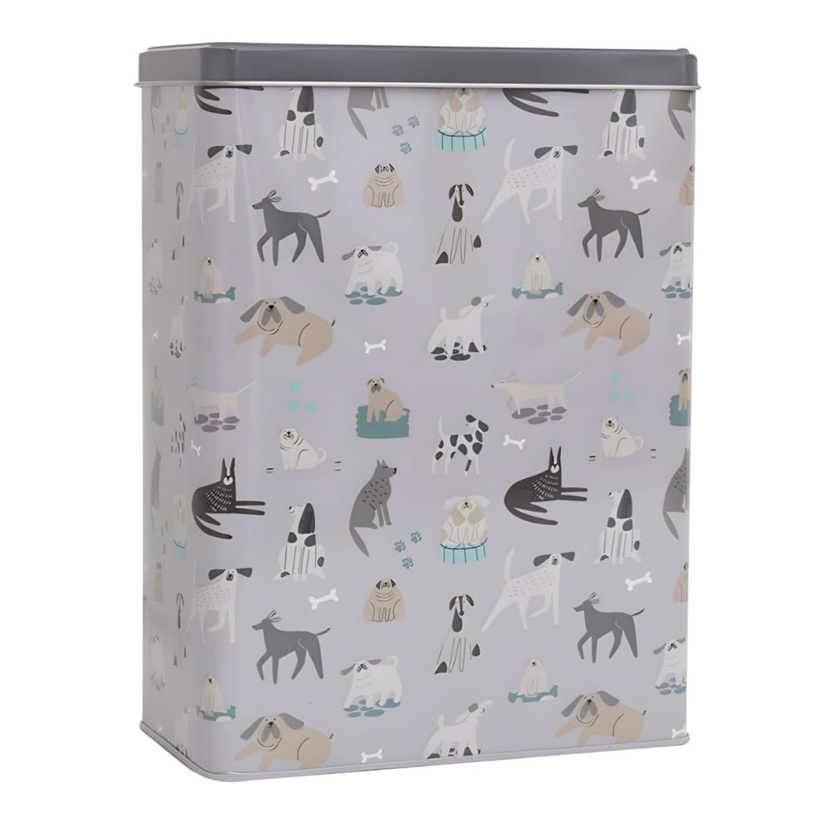 Dog Print Pet Treat Storage Tin Grey