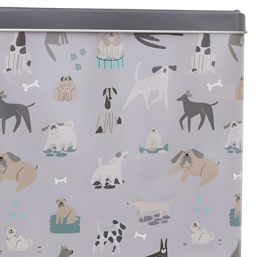Dog Print Pet Treat Storage Tin Grey