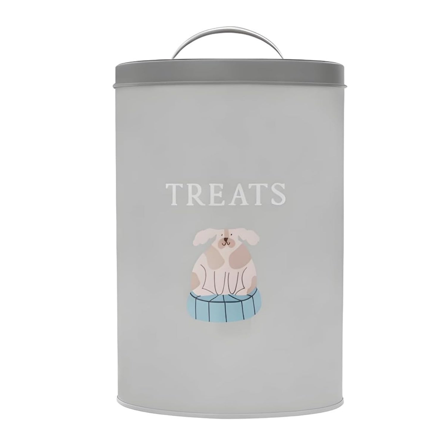 Dog Print Metal Grey Dog Treat Tin with Lid