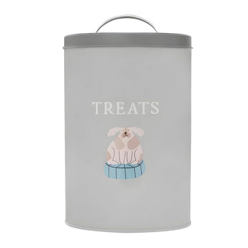 Dog Print Metal Grey Dog Treat Tin with Lid