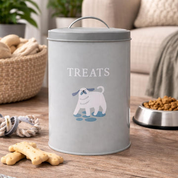 2Pcs Dog Print Metal Grey Dog Treat Tin with Lid