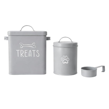 3Pcs Airtight Metal Pet Treat Storage Set with Scoop