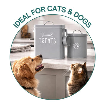 3Pcs Airtight Metal Pet Treat Storage Set with Scoop
