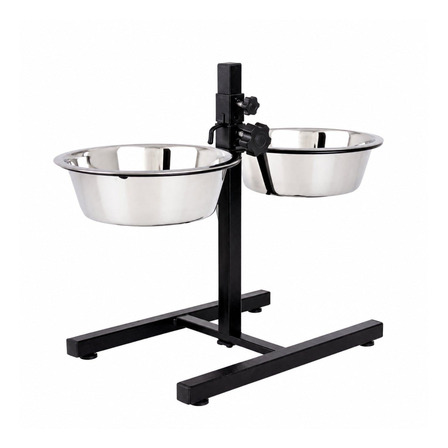 Adjustable Height Double Bowl Stainless Steel Dog Feeder