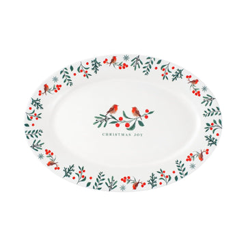 40.5cm Porcelain Christmas Robin Serving Plate