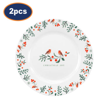 2Pcs 19cm Porcelain Christmas Robin Side Plate