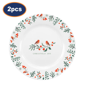 2Pcs 26.5cm Christmas Robin Dinner Plate