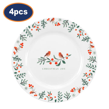 4Pcs 26.5cm Christmas Robin Dinner Plate