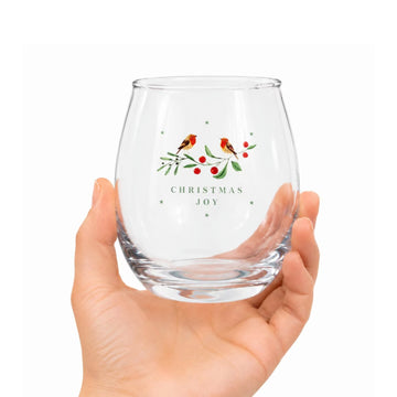 4Pcs 450ml Christmas Robin Drinking Glasses Set