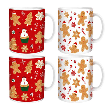 2Pcs 350ml Gingerbread Christmas Coffee Mug