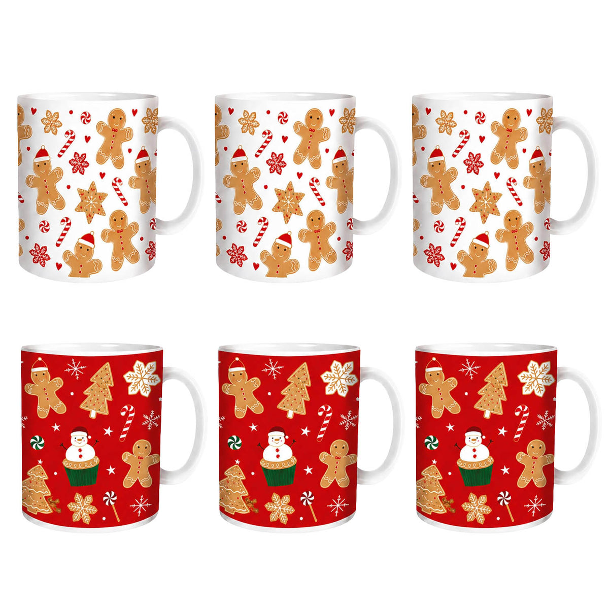 3Pcs 350ml Gingerbread Christmas Coffee Mug