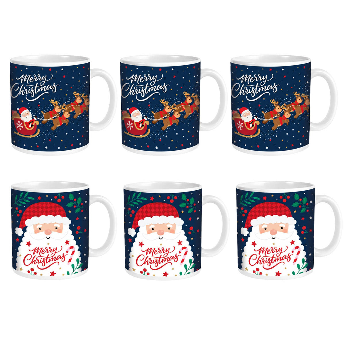 3Pcs 350ml Santa Reindeer Christmas Mug