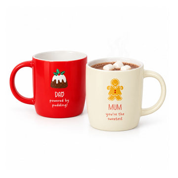 2Pcs 350ml New China Red Cream Christmas Mum Dad Mugs Gift Box