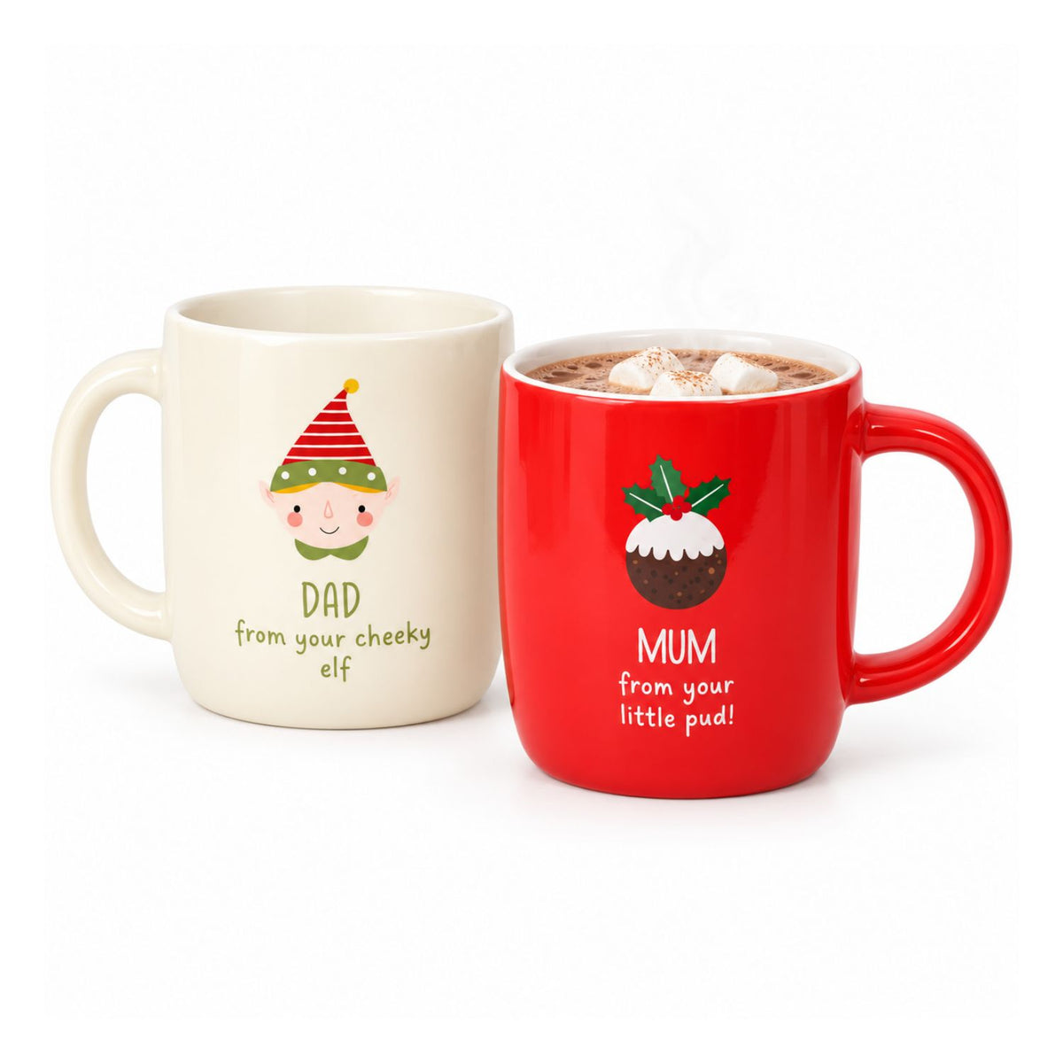2Pcs 350ml New China Coffee Red Cream Gift Box Christmas Mum Dad Mug