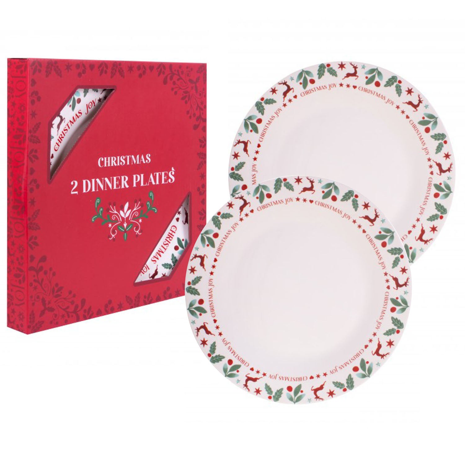Set Of 2 Christmas Dinner Plates Porcelain