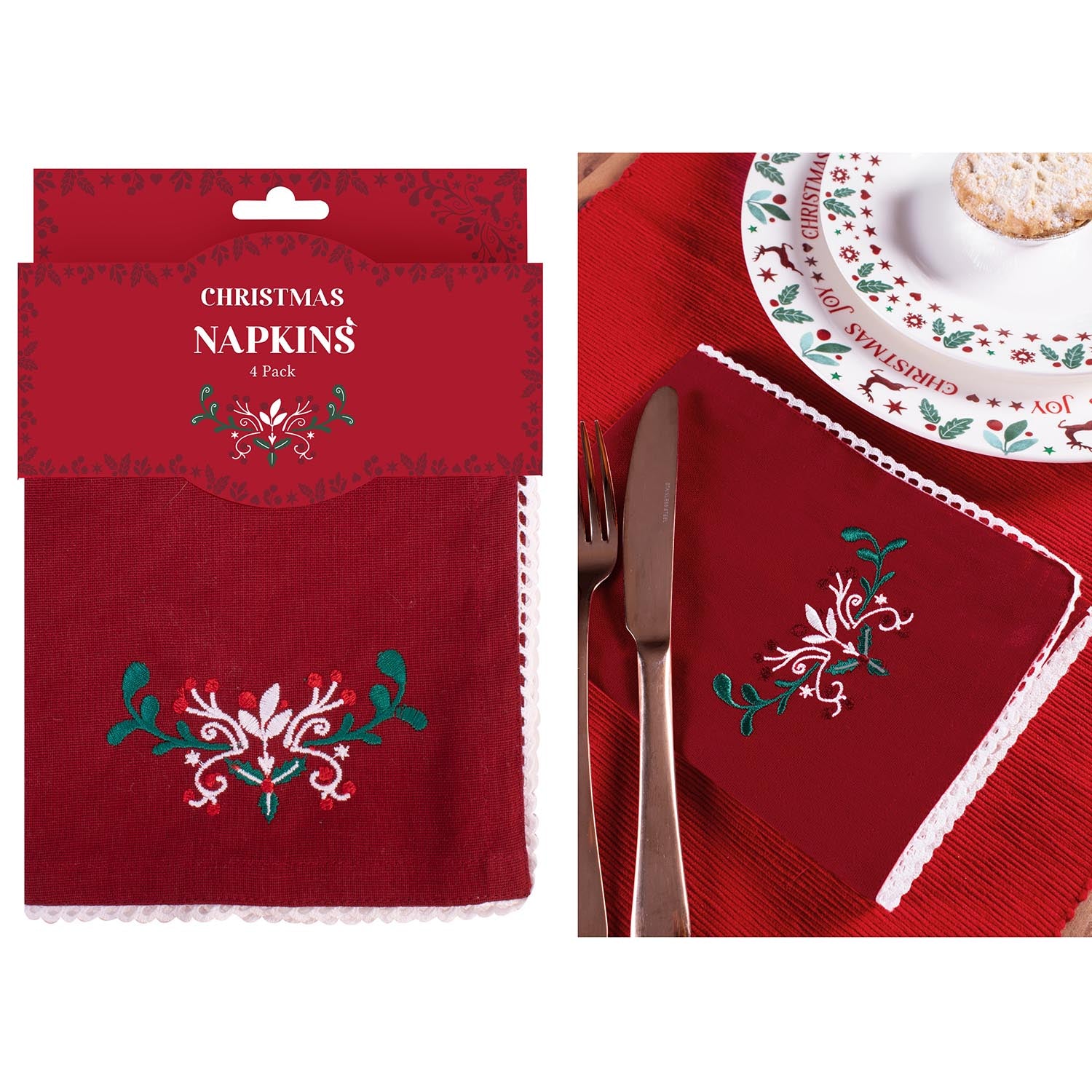 Christmas Joy Set of 4 Table Napkins