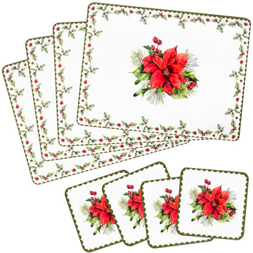 Set Of 4 Christmas Placemats & Coasters