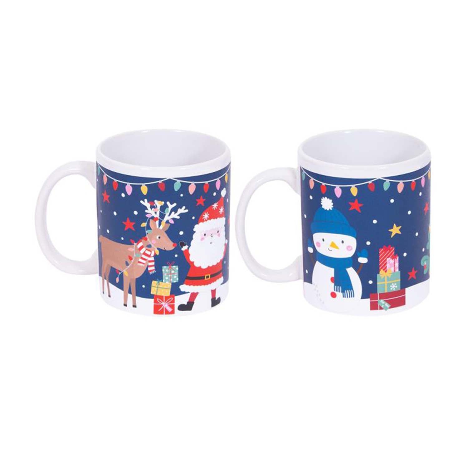 2Pcs 350ml Santa Snowman Christmas Coffee Mugs Set