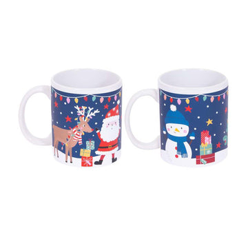 2Pcs 350ml Santa Snowman Christmas Coffee Mugs Set