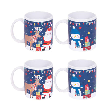 4Pcs 350ml Santa & Snowman Christmas Mug Set
