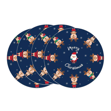 8Pcs Round Christmas Placemats & Coasters Set