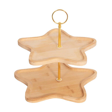 2 Tier Star Shaped Christmas Wooden Cake Stand
