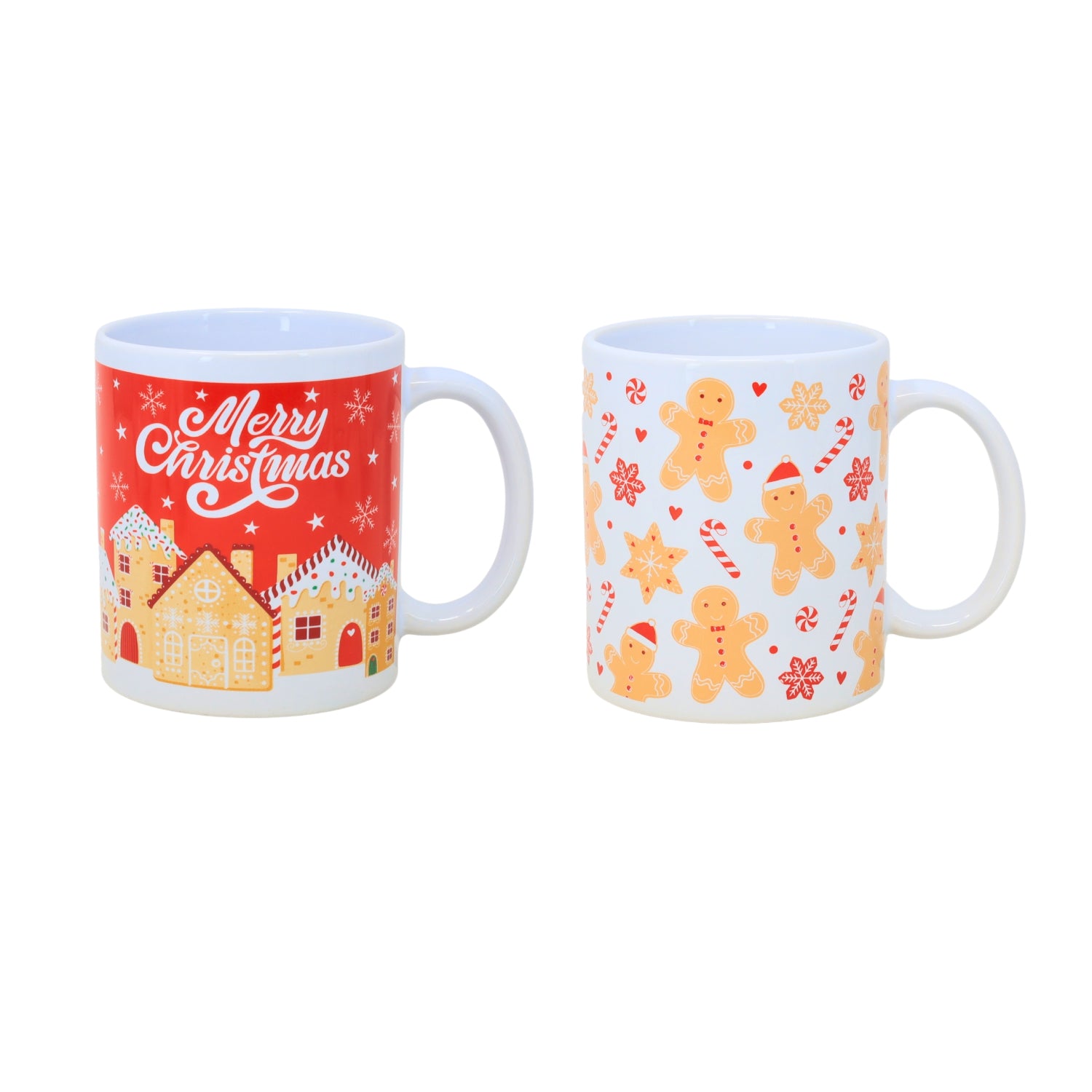 2Pcs 350ml Gingerbread Christmas Coffee Mugs Set