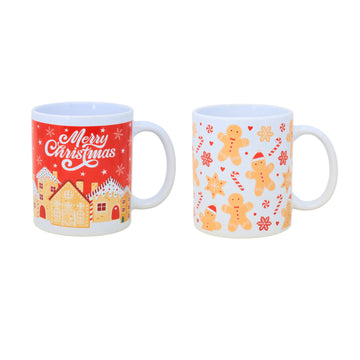 2Pcs 350ml Gingerbread Christmas Coffee Mugs Set