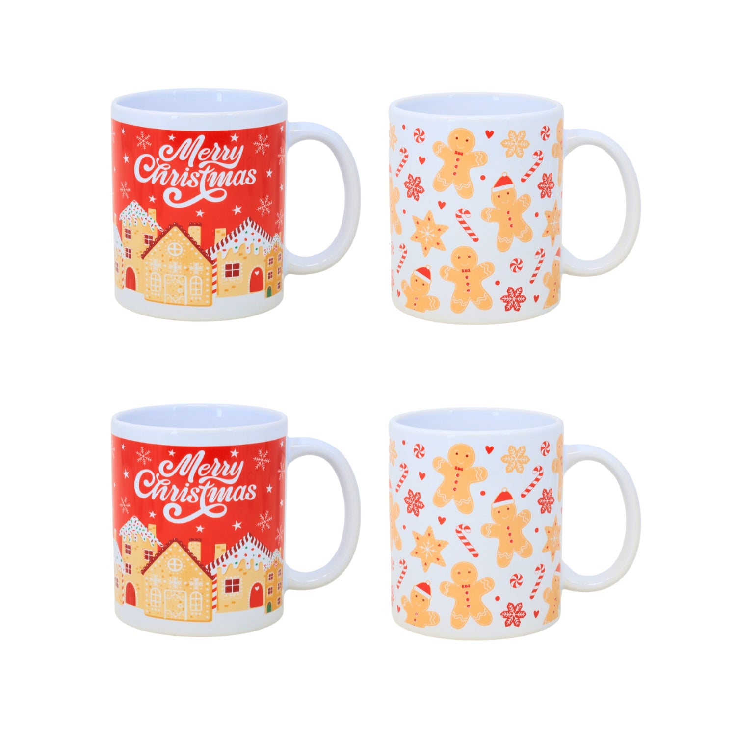 4Pcs 350ml Gingerbread Christmas Mug Set
