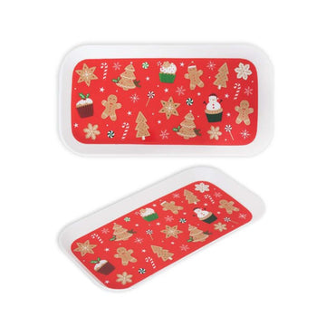 Set of 2 Plastic Christmas Gingerbread Serving Tray