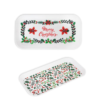 2Pcs 28cm Plastic Christmas Treat Tray Set