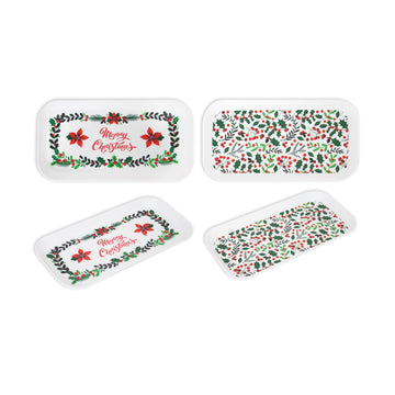 2Pcs 28cm Plastic Christmas Treat Tray Set