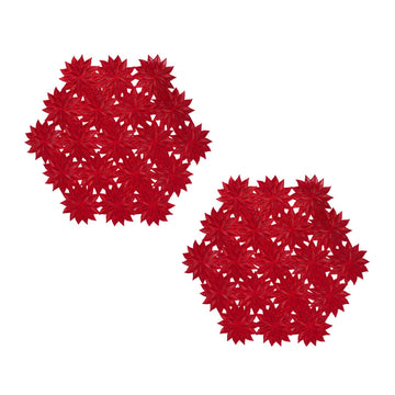 2Pack Round PVC Christmas Red Poinsettia Placemats