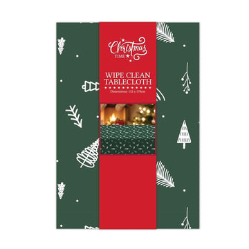Green Christmas Tree Plastic Tablecloth