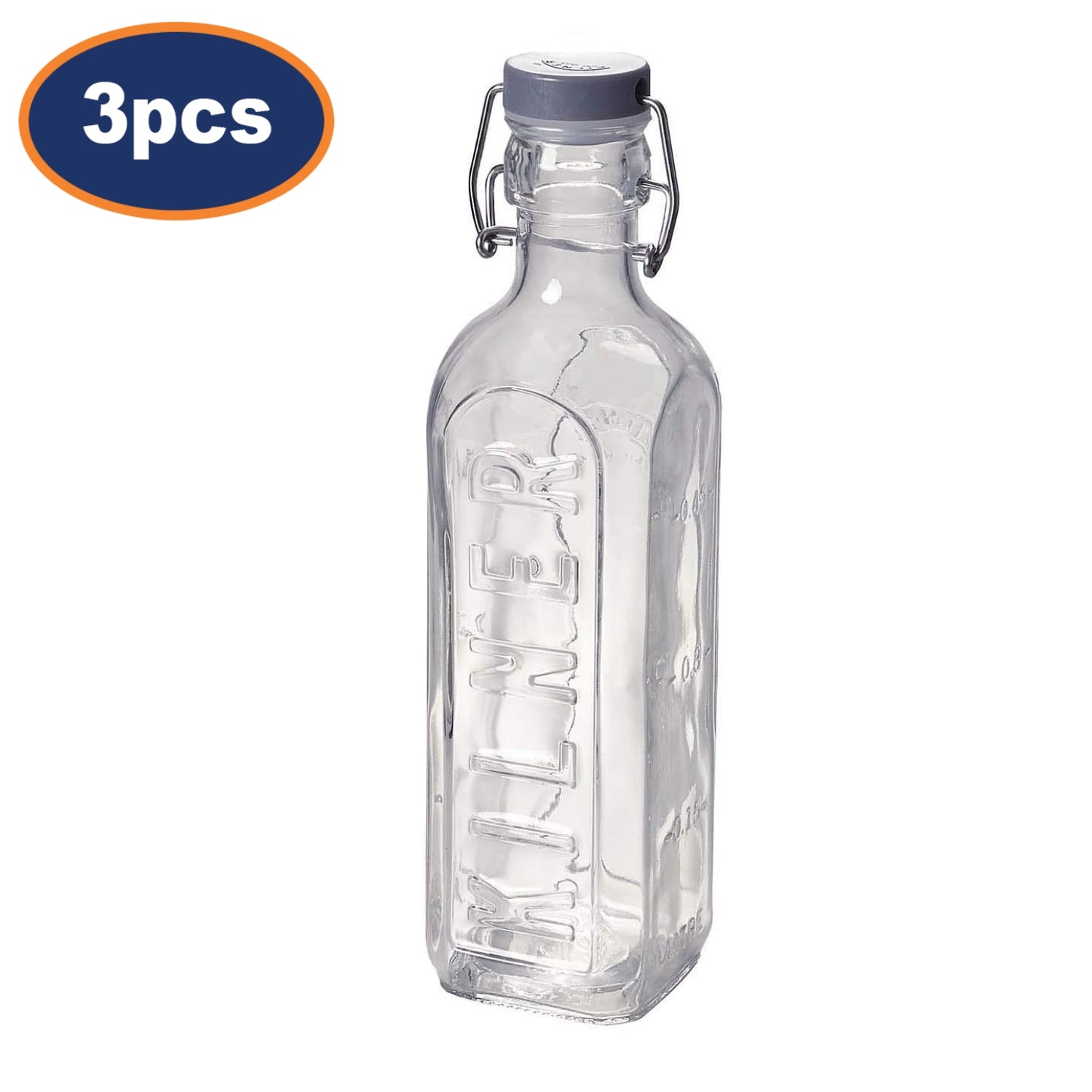 3Pcs Kilner 600ml Clip Top Glass Storage Bottles