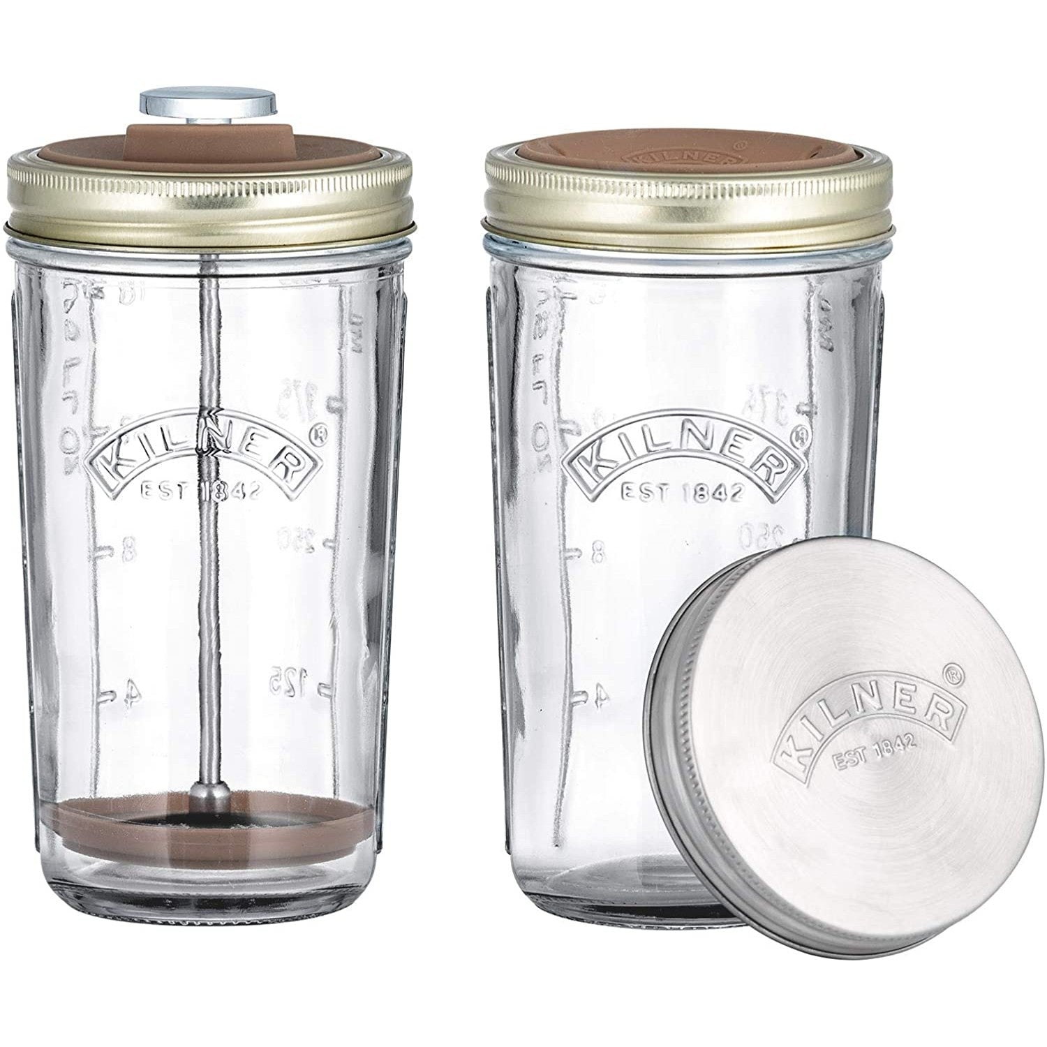 2Pcs Kilner 500ml Wide Mouth Glass Nut Drink Maker Storage Jars