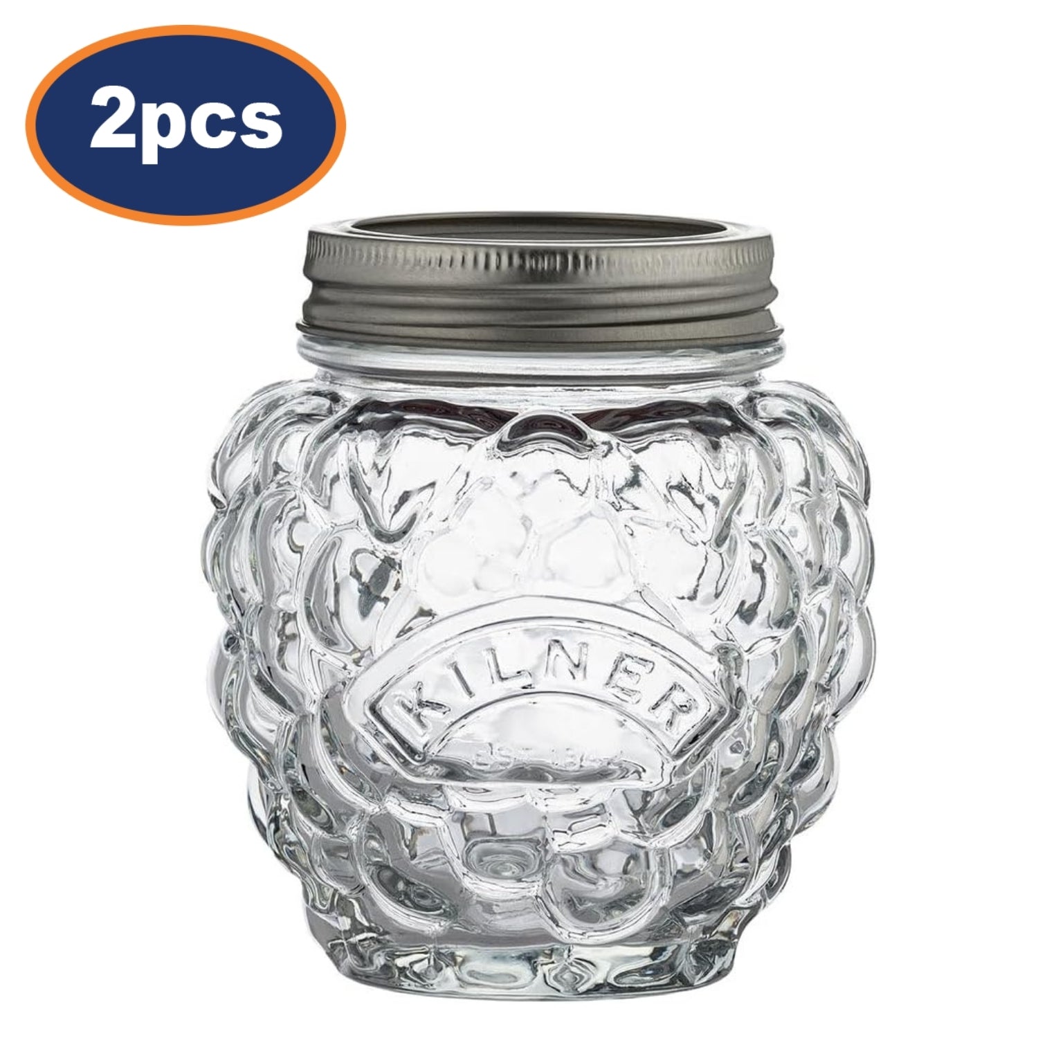 2Pcs Kilner 400ml Airtight Berry Fruit Design Glass Storage Jar