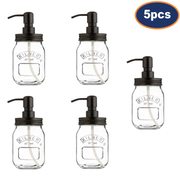 5Pcs Kilner 500ml Glass Liquid Soap Pump Dispensers